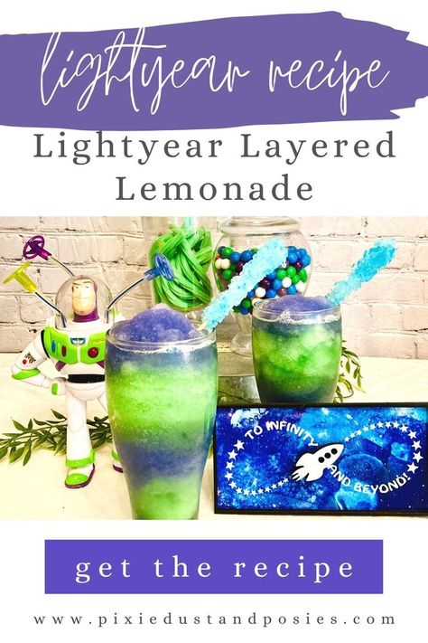 Buzz Lightyear Drink, Movie Night Appetizers Easy Recipes, Buzz Lightyear Food, Toy Story Movie Night, Movie Drinks, Themed Movie Night Ideas, Lightyear Movie, Disney Movie Night Menu, Disney Themed Movie Night