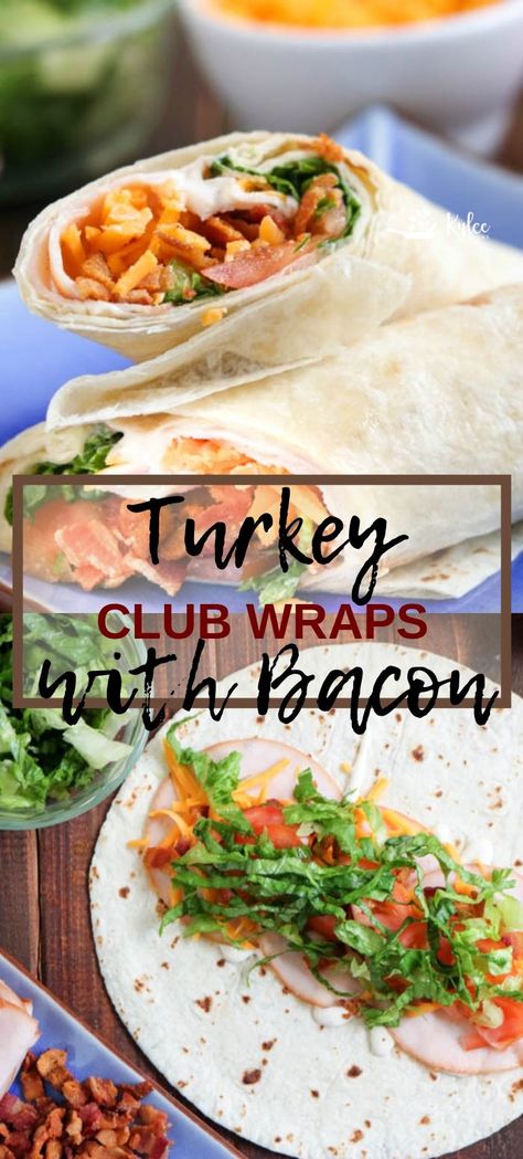 Turkey club wraps with ranch and bacon are delicious and easy to make. They're the perfect take-along when heading out and about.     #turkey #ranch #bacon #lunch #kyleecooks Turkey Club Wraps, Bacon Lunch, Turkey Bacon Ranch, Club Wrap, Turkey Bacon Wrap, Turkey Club, Turkey Bacon, Best Comfort Food, Tasty Healthy