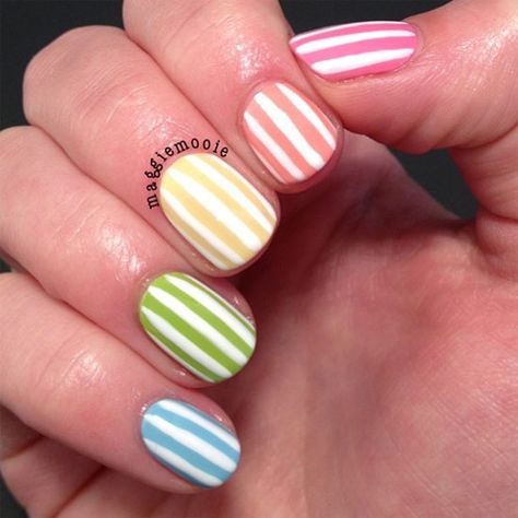 Best Summer Nail Designs, Cute Summer Nail Designs, Nail Designs Ideas, Behind Blue Eyes, Summer Nail Designs, Pretty Nail Designs, Cute Summer Nails, Striped Nails, Nail Polish Designs