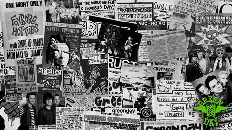 Green Day Punk Aesthetic Wallpaper, Punk Rock Wallpaper, Punk Background, Newspaper Wallpaper, Punk Rock Aesthetic, Snowman Wallpaper, Rock Background, Rock Album Covers, Punk Wallpaper