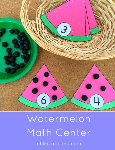 Watermelon math center ... great for fine motor development too!! Maths Preschool, Numbers Preschool, Counting Activities, Math Activities Preschool, Toddler Learning Activities, Preschool Math, Math Center, Math For Kids, Math Classroom