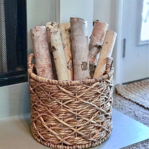 Birch logs are ideal for DIY home decor to achieve a rustic or contemporary look as a fireplace display, filled basket, firewood rack, mantel, and shelf displays, flower pots, wedding decor Rustic birch logs are harvested from the wilderness of Upper Michigan and are then kiln-dried to preserve the integrity of the natural bark and ensure long-term indoor use Includes 8 decorative natural white birch logs, measuring 17 to 18 inches long and ranging from 1.5 to 3 inches in diameter Natural ... Birch Tree Decor Christmas, Log Decor, Birch Tree Decor, Summer Living Room, Birch Logs, Fireplace Logs, Firewood Rack, Wood Branch, Cottage Interior