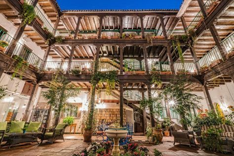 Best Hotels In Spain, Timber Tower, General Luna, Balcony Painting, Spain Hotel, Spain Honeymoon, Seville Hotel, Resort Ideas, Indoor Courtyard