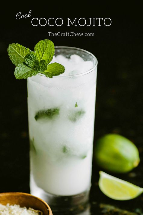 Malibu Cocktails, Coconut Rum Drinks, Rum Drinks Recipes, Mojito Recept, Coconut Mojito, Cream Of Coconut, Malibu Rum, Vegan Coconut, Light Rum