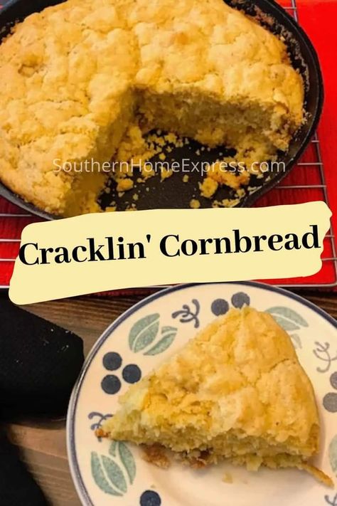 Crackling Cornbread, Cracklin Cornbread, Crackling Recipe, Southern Cornbread Recipe, Jiffy Cornbread Recipes, Southern Style Cornbread, Slow Cooker Ground Beef, Moist Cornbread, Southern Cornbread