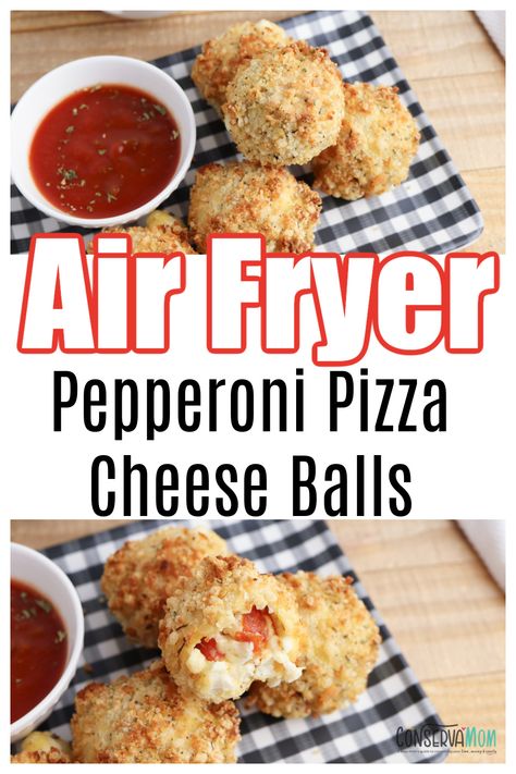 You're going to love this simple air fryer recipe ! These Air Fryer Pepperoni Pizza Cheese Balls are the BEST! Perfect for football parties, family gatherings, or just a simple snack to grab and eat. Pepperoni Balls, Air Fryer Pepperoni, Pizza Balls, Pizza Ball, Cream Cheese Ball, Pizza Cheese, Football Parties, Air Fryer Recipe, Airfryer Recipes