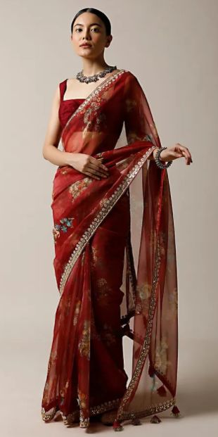 Red Sarees, Sarees For Girls, Saree Floral, Kalki Fashion, Modern Saree, Fancy Sarees Party Wear, Indian Fashion Saree, Saree Designs Party Wear, Indian Dresses Traditional