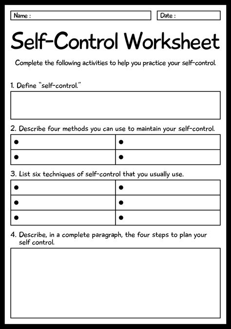 Self Control Worksheets Free Printable, Impulsive Behaviors Worksheet, Self Control Worksheet, Self Control Worksheets For Kids, Anger Coping Skills Worksheet, Assertive Communication For Kids, Impulse Control Activities For Kids, Anger Triggers Worksheet, Impulse Control Worksheets