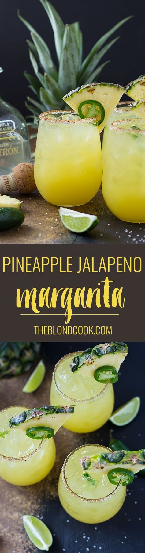 Pineapple Jalapeno Margarita | theblondcook.com Pineapple Jalapeno Margarita, Weekend Recipes, Mezcal Cocktails, Spicy Cocktail, Pineapple Margarita, Jalapeno Margarita, Jello Shot, Spicy Margarita, Alcohol Drinks