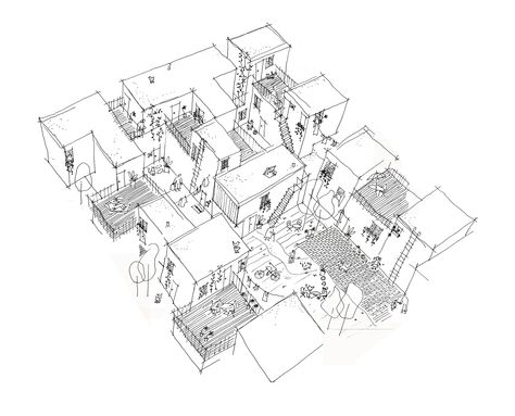 Incremental Housing, Restaurant Landscape, Urban Ecology, Architectural Trees, Social Housing Architecture, Co Housing, Urban Village, Urban Housing, Concept Diagram