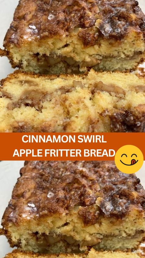 Cinnamon Swirl Apple Fritter Bread Apple Fritters Bread Recipe, Pudding Desert, Cream Cheese Desserts Easy, Cinnamon Bake, Swirl Bread Recipe, Apple Cinnamon Cake, Cheese Desserts, Apple Fritter Bread, Cinnamon Roll Pancakes