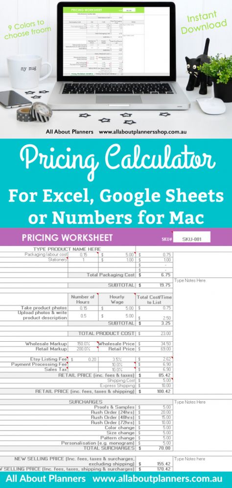 How to price your products (plus a pricing calculator) - All About Planners Product Costing Formula, Pricing Formula For Handmade, Pricing Products, Product Pricing Worksheet, Craft Pricing Calculator, Risk Matrix, Pricing Formula, Budget Template Free, Price Calculator