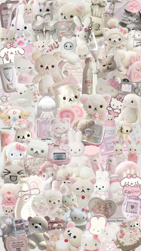 ‧₊˚🖇️💌✩ ₊˚🍦⊹♡kawaii soft aesthetic pink plushie clutter page wallpaper background #kawaii #plushie #aesthetic #rilakkuma #pink #pinkcore #aesthetic #y2k y2k Plushie Wallpaper Aesthetic, Kawaii Wallpaper Collage, Cluttered Background, Aesthetic Rilakkuma, Cute Y2k Wallpapers, Kawaii Soft Aesthetic, Rilakkuma Pink, Plushie Aesthetic, Pink Plushie