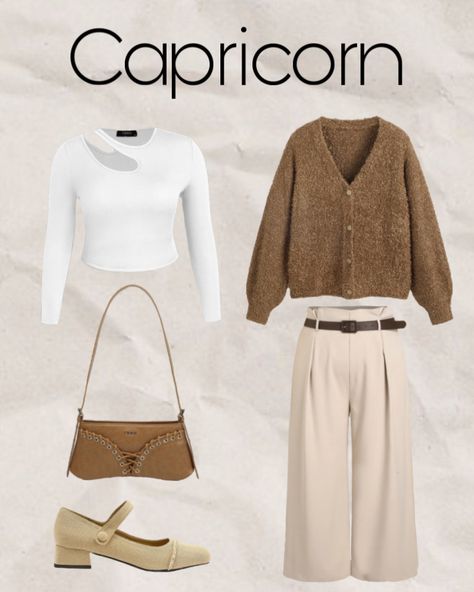 Inspo Capricorn outfit ♑️ Capricorn Fashion Outfits, Capricorn Lookbook, Capricorn Wardrobe, Capricorn Venus Outfits, Capricorn Aesthetic Outfit, Capricorn Outfits Aesthetic, Capricorn Outfits, Cap Rising, Capricorn Fashion