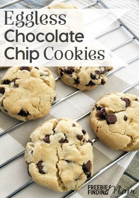 Chocolate Chip Cookies Without Eggs, Eggless Baking Recipes, Cookies Without Eggs, Eggless Cookie, Eggless Cookie Recipes, Egg Free Baking, Egg Free Cookies, Eggless Chocolate Chip Cookies, Eggless Cookies