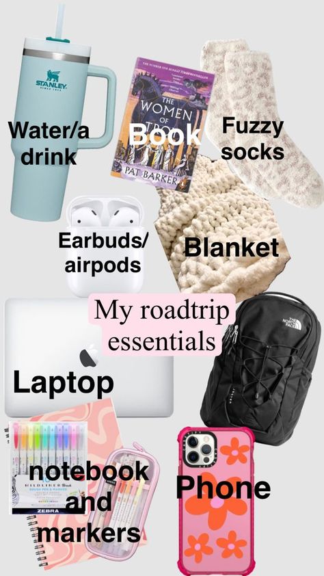 Trip Essentials Packing Lists, Road Trip Necessities, Sleepover Essentials, Road Trip Bag, Road Trip Kit, Packing Essentials List, Travel Packing Checklist, Road Trip Packing List, School Bag Essentials