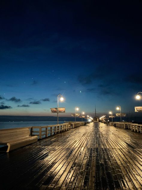 Pier Aesthetics, Mrtyle Beach, Sailor Aesthetic, Night Photography Portrait, East Coast Aesthetic, Sopot Poland, Seaside Florida, Night Portrait, Sopot