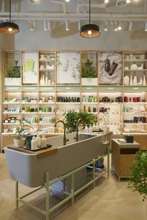 Innisfree Gangnam, Seoul, South Korea | Mapos Architects, DPC | Archinect Pharmacy Decor, Skincare Store, Pharmacy Design, Store Interiors, Cosmetic Shop, Retail Store Design, Retail Interior, Store Design Interior, Seoul South Korea