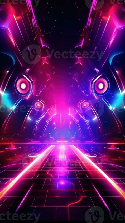 Disco Night Club Neon Background. Illustration AI Generative Night Club Background, Gel Eyeliner Tutorial, Cat Eye Eyeliner Tutorial, Eyeliner Tutorial For Beginners, Background Site, Hooded Eyes Tutorial, Club Background, Disco Background, Cat Eye Eyeliner