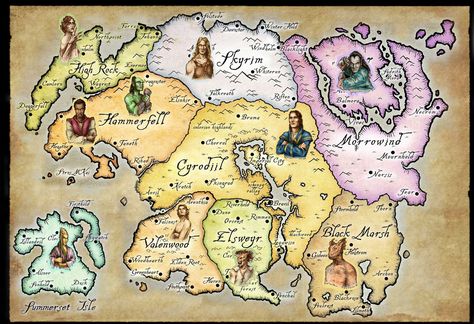 The Races of Tamriel by TehWoodElf on deviantART Tamriel Map, Elder Scrolls Map, Skyrim Map, Elder Scrolls Lore, Elder Scrolls Games, Elder Scrolls Art, Elder Scrolls Skyrim, Map Template, Rpg Map