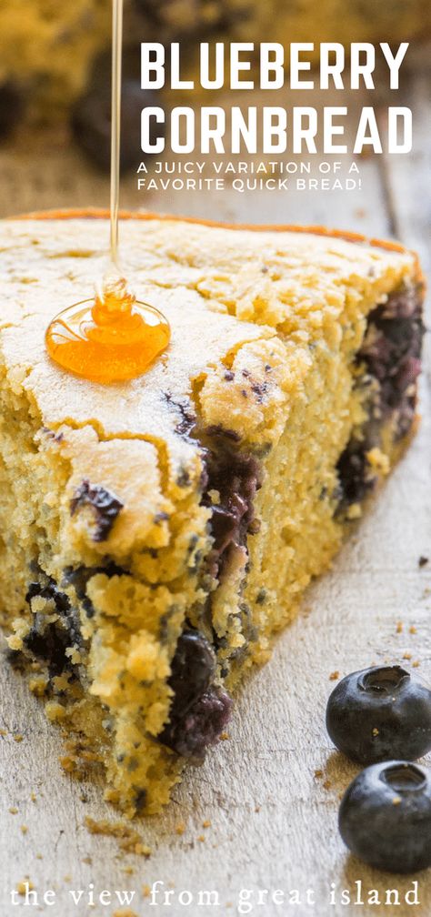 Flavored Cornbread, Rustic Breakfast, Blueberry Cornbread, Cornbread Cake, Breakfast Cake Recipes, Blueberry Breakfast Cake, Buckwheat Cake, Buttermilk Recipes, Sweet Cornbread