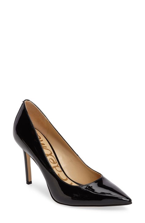 Sam Edelman Hazel Pointed Toe Pump - Wide Width Available available at #Nordstrom Calf Hair, Sam Edelman Shoes, Black Patent Leather, Sam Edelman, Women's Pumps, Shoes Women Heels, Patent Leather, Rubber Sole, Shoes Heels