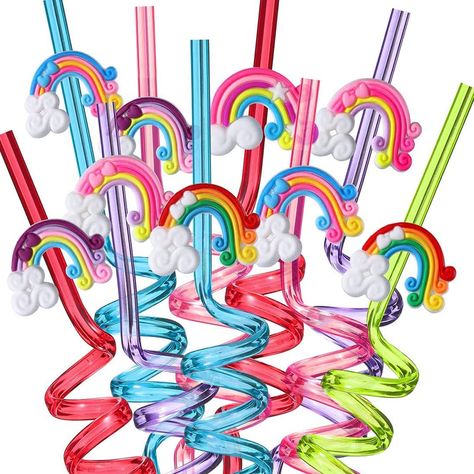 PRICES MAY VARY. 🌈25Fun Rainbow Straws, our Rainbow straws are a great addition to your unicorn themed party. 🌈Pack Includes: 25 SET Reusable Rainbow Drinking Straws + 2PCS cleaning brush, great for birthdays as party favors and party supplies. Kids of all ages love them, especially girls aged 3 to 10 years old. 🌈Enough For the Whole Party: reusable Rainbow drinking straws have 5 different color and design mixed in, each design of 5pcs. super cute! Cleaning brush keep them cleaning and reusab Rainbow Party Favors, Rainbow Drinks, Rainbow Party Supplies, Crazy Straws, Rainbow Party Decorations, Rainbow Parties, Rainbow Unicorn Birthday, Unicorn Party Supplies, Troll Party