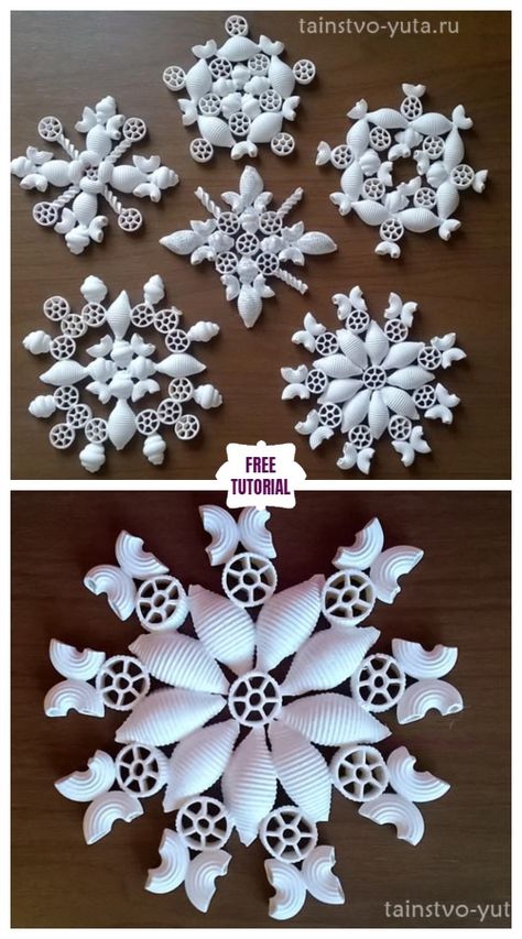 DIY Pasta Snowflake Ornament for Christmas - Easy Tutorial Christmas Snowflakes Crafts, Angel Tutorial, Diy Christmas Fireplace, Diy Pasta, Diy Christmas Snowflakes, Christmas Snowflakes Decorations, Christmas Easy, Snowflake Craft, Diy Christmas Ornaments Easy