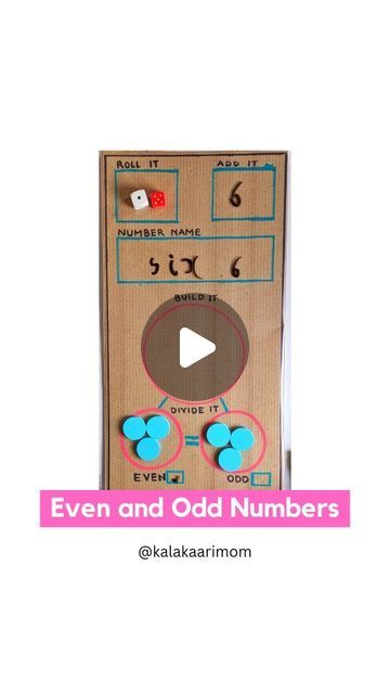 Mansi Patil | Play Based Learning on Instagram: "Even and Odd Numbers 

Odd numbers are those numbers that cannot be divided into two equal parts, whereas even numbers are those numbers that can be divided into two equal parts.

🧩 Here's a fun way to understand the concept of even and odd numbers.

🧠 Learning: 
Addition
Number Names
Even and Odd 

✂️ Material Used 
Cardboard 
Acrylic Markers
Plastic Book Cover
Whiteboard Pen 
Precision Cutter 
Dice
Wooden Chips

Idea Inspiration - @nabanita_417

❤️ Don't forget to SAVE, LIKE, COMMENT and SHARE. 

🧮 Maths series - #km_maths
🗣️ Which maths concept should I share next?

 ✅Follow @kalakaarimom for more Learning Ideas.

#etkinlik #aktivite #okulöncesi #montessori #preschoolteacher #diytoys #playideas #playandlearn #kidslearning #earlylearni Even Odd Numbers Activities, Even And Odd Numbers Activity, Even And Odd Activities, Odd And Even Activities, Maths Preschool, Learning Addition, Even And Odd Numbers, Bord Games, Number Names