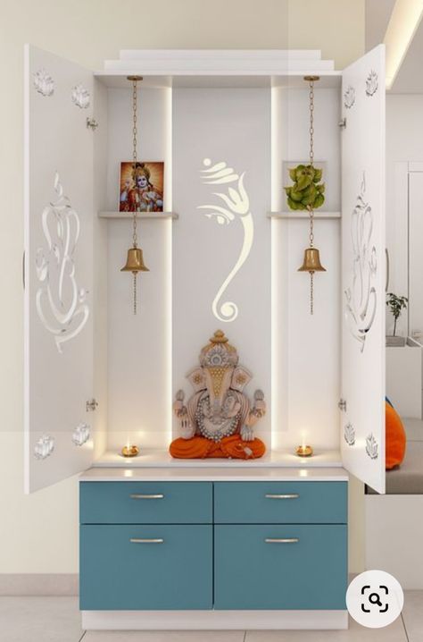 Pooja Room Wardrobe Design, Latest Pooja Room Door Designs, Mandir Unit Design, Devghar Design, House Mandir, Temple Unit, Small Pooja Unit, Latest Pooja Room Designs, Pooja Room Ideas Indian Modern