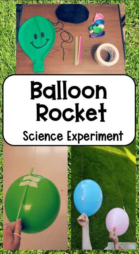 Rocket Experiment Preschool, Balloon Rocket Race, Science Activities For School Age, Rocket Activities For Preschool, Simple Science Experiments For Preschool, Scientific Experiments For Kids, Kid Experiments At Home, Home Science Experiments, Balloon Science Experiments