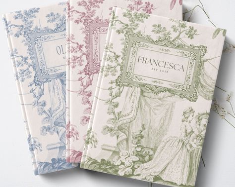 Introducing our enchanting personalized custom name journal notebook, adorned with a delicate French toile pattern that exudes elegance and charm. Each journal is a unique masterpiece, meticulously crafted to capture the essence of romance and nostalgia, making it a delightful addition to your collection or a perfect gift for someone special. Available in sixteen soft and romantic colors, our journals are designed to complement any aesthetic with their subtle hues and timeless appeal. Whether yo Garden Theme Bridesmaid Proposal, Bridesmaid Custom Gifts, Braidsmaid Proposal Gift, Non Cheesy Bridesmaid Proposal, Sentimental Bridesmaid Gifts, Vintage Bridesmaid Proposal, Classy Bridesmaid Proposal, Bridesmaid Thank You Gift, Bridesmaid Wedding Day Gifts