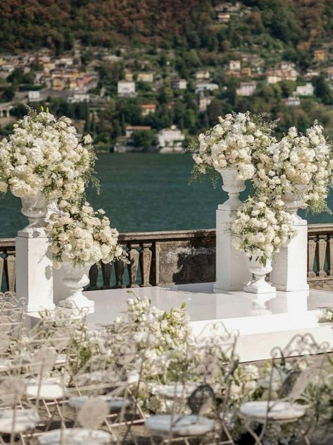 Wedding Columns, Column Decoration, Large Vases, Ceremony Aisle, Como Lake, Wedding Lounge, Saying Yes, Wedding Vases, Bali Wedding