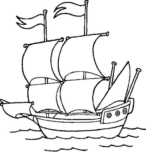 Colonial Cruise Ship Coloring Pages - NetArt Thanksgiving Coloring Sheets, Free Thanksgiving Coloring Pages, Sun Coloring Pages, Pirate Coloring Pages, Ocean Coloring Pages, Thanksgiving Coloring Pages, Ship Drawing, Coloring Pages To Print, Pirate Ship