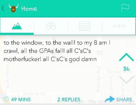 College be like: Yik Yak Yik Yak, I 8, College Life, Account Suspended, Map, Funny