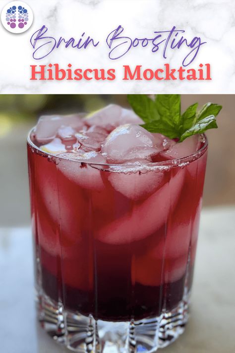 Sip your way to better brain health with this brain boosting, memory enhancing, and refreshing healthy mocktail. This dietitian-approved mocktail is made with hibiscus which has brain health benefits. Mood Boosting Mocktail, Mocktails With Health Benefits, Mocktails Health Benefits, Health Mocktails, Functional Mocktails, Adaptogen Drinks, Cortisol Mocktail, Herbal Mocktails, Yummy Mocktails