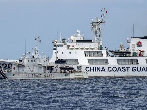 Philippines reports ‘confrontation’ with China in South China Sea | South China Sea News Check more at https://theusawebseries.com/philippines-reports-confrontation-with-china-in-south-china-sea-south-china-sea-news/ West Philippine Sea, Chinese Navy, Spratly Islands, Coast Guard Boats, Coast Guard Ships, Art School Supplies, Water Cannon, Lower Abdomen, South China Sea