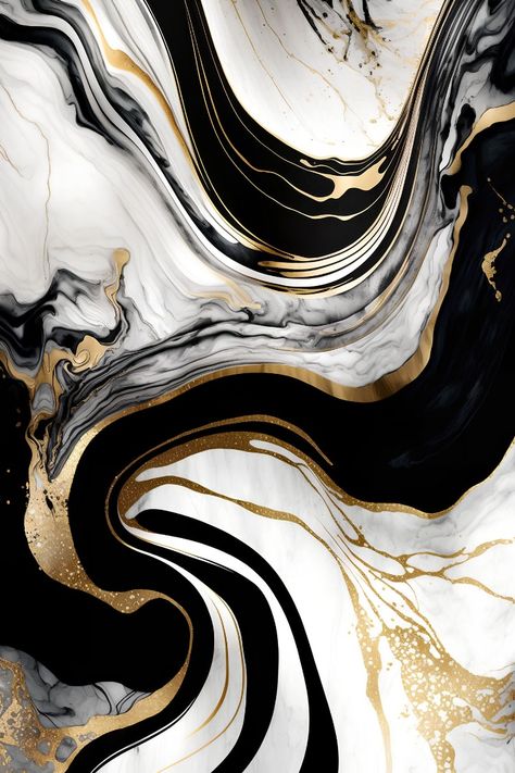 Black and Gold Marble Pattern - Trendy Abstract Design White And Gold Wallpaper, Gold Abstract Wallpaper, Gold Marble Wallpaper, How To Make Canvas, Bird Paintings On Canvas, Things To Paint, Black And Gold Marble, Abstract Wallpaper Backgrounds, Gold Poster