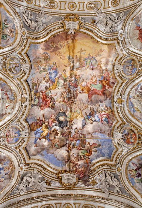 Palermo - ceiling of baroque church Chiesa di Santa Caterina stock image Baroque Church, St Catherine Of Alexandria, Catherine Of Alexandria, Gian Lorenzo Bernini, Lorenzo Bernini, Italy Sicily, Palermo Sicily, Baroque Design, Baroque Art