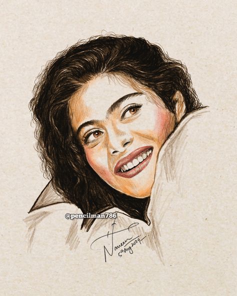 Kajol 🌹 Happy birthday 🎂 Quick sketch of Beautiful and super talented actress @kajol on her birthday, Hope you like it! #kajol #happybirthday #kajoldevgan #k3g @pencilman786 for more such #artwork #kajoldevgn #kajolmukherjee #kajolqueen #kajolic [ Kajol Devgun, Happy Birthday, Pencil Drawing, Artwork, Bollywood, 90s , Sketch ] Kajol Sketch, Actress Sketch Pencil Drawings, Bollywood Drawing, Bollywood Sketch, 90s Sketch, Bollywood 90s, Indian Art Paintings, Quick Sketch, Drawing Artwork