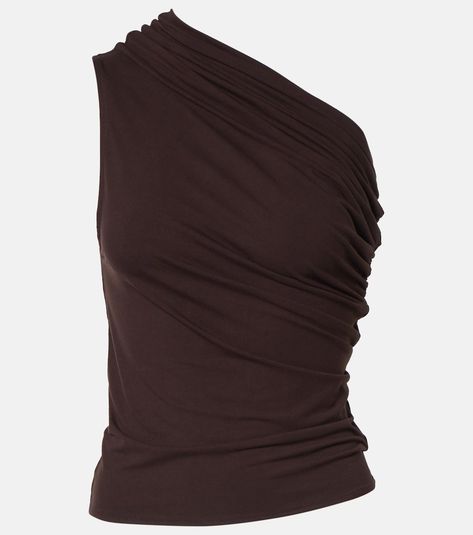 Pillar one-shoulder cotton-blend top in brown - Entire Studios | Mytheresa Mcu Clothes, Entire Studios, One Shoulder Top, Fashion Wishlist, Stockholm Fashion, Fashion Design Clothes, One Shoulder Tops, East Side, International Fashion