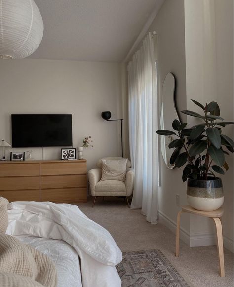 #decor #ikea Beige Black Bedroom Aesthetic, Small Bedroom Inspo Aesthetic, Minimal Room Aesthetic, Interior Ikea, Small Apartment Bedrooms, Neutral Bedroom Decor, Small Bedroom Decor, Apartment Style, Apartment Decor Inspiration