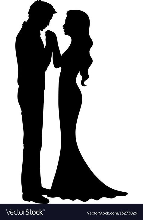 Couple Silloute Drawing, Man Kissing Hand Of Woman, Man Kissing Hand, Wedding Silhouette Couple, Man And Woman Silhouette, Pose Pengantin, Kissing Hand, Bride And Groom Silhouette, Groom And Bride