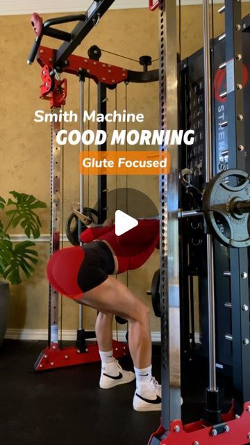 Ariel_yu on Instagram: "glute-focused Smith Machine Good Morning key points:  1.	Bar on rear delts, not neck. 2.	Tuck in elbows. 3.	Feet under bar, wider than shoulder-width, slightly rotated out. 4.	Tighten core. 5.	Hinge at hips, shins vertical. 6.	Control eccentric for constant tension on glutes.  Smith Machine from Altas Strength @altasstrength  Use below codes for discounts: For US customers: ARIELYU150 (Get $150 off when you spend $3,000 or more For Canadian customers: ARIELYUGIFT (Receive a free JO2 gift when you purchase 3058G )  #gluteworkout #gymrat #gymgirl #gymtips #rdl #squat#fyp #gymmotivation #legday" Functional Trainer, Smith Machine, Bar Workout, Gym Tips, Gym Girl, Weight Workout, Weight Workout Plan, Gym Fit, Glutes Workout