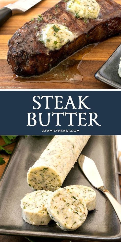 Steak Butter Recipe, Resep Steak, Flavored Butter Recipes, Butter Recipes Homemade, Compound Butter Recipe, Cultured Butter, Pan Seared Steak, Salad Buah, Easy Steak