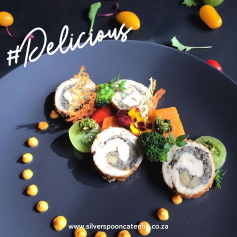 Chicken Ballotine Plating, Chicken Cordon Bleu Plating, Plating Main Course, Main Course Plating, Chicken Ballotine, Chicken Roulade Recipe, Instagram Meals, Chicken Main Course, Fine Dining Plating