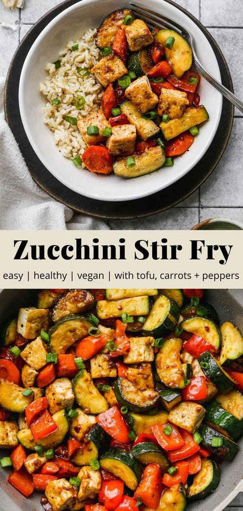 Stir Fry With Tofu, Zucchini Stir Fry, Tofu Recipes Healthy, Tofu Vegan, Plats Healthy, Vegetarian Meal Prep, Tasty Vegetarian Recipes, Vegan Meal Prep, Vegetarian Dinners