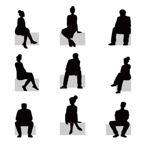 Free vector flat design person sitting s... | Free Vector #Freepik #freevector Human Figure Silhouette, People Sillhoute, Human Figure Sitting, People Sitting Png, Sitting Silhouette, People Silhouette, Person Silhouette, Midsize Style, Person Sitting