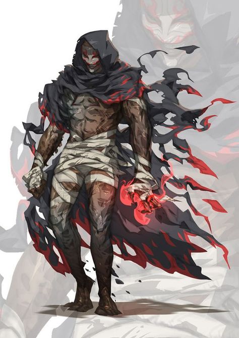 Phantom Concept Art, Dark Monk Dnd, Demon Martial Artist, Dnd Monk Character Art, D&d Monk Art, Dnd Bounty Hunter Character Design, Bbeg Dnd Art, Monk Dnd Art, Dnd Mummy