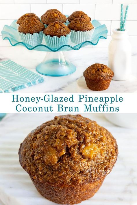 Pineapple Bran Muffins, Pineapple Coconut Muffins, All Bran Muffins, Honey Bran Muffins, Glazed Pineapple, Best Muffin Recipe, Dessert Favorites, Pineapple Muffins, Raisin Bran Muffins